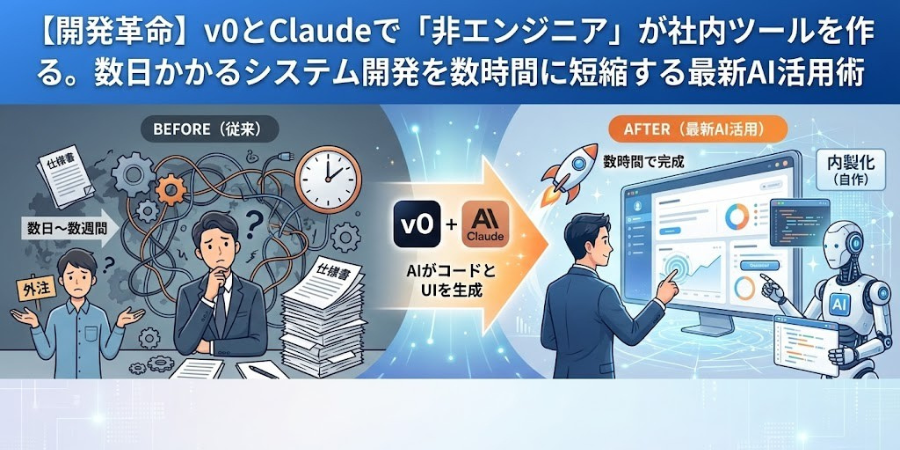 【開発革命】v0とClaudeで「非エンジニア」が社内ツールを作る。数日かかるシステム開発を数時間に短縮する最新AI活用術